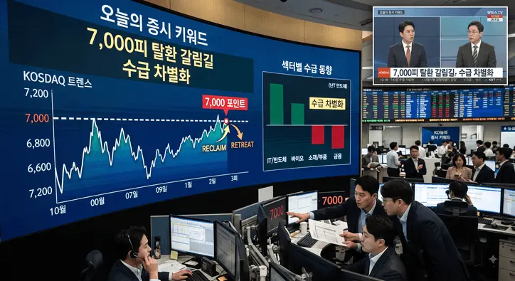 🏆 오늘의 증시 키워드: "7,000피 탈환 갈림길과 수급 차별화"