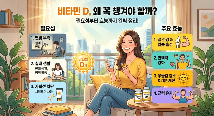 비타민 D, 왜 꼭 챙겨야 할까? 필요성부터 효능까지 완벽 정리